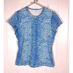 J McLaughlin 2 for 1 Blue/White Printed Nylon Blend Great Stretch‎ Shirts SZ L